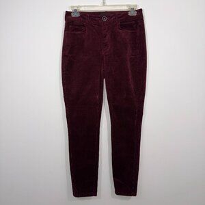 Paige Hoxton Ankle Petite Pants Burgundy Corduroy Velvet Size 26